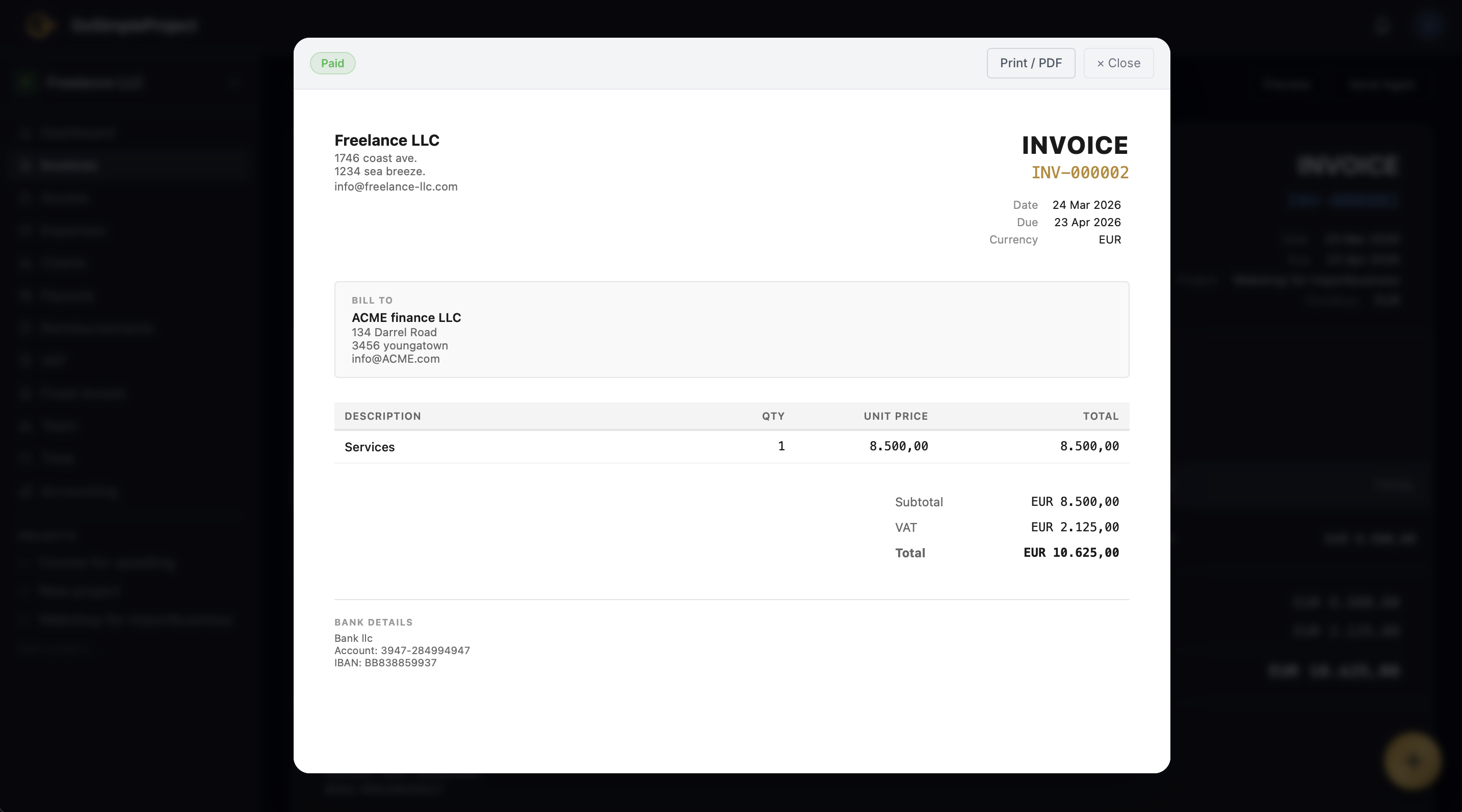 Quotes and invoices